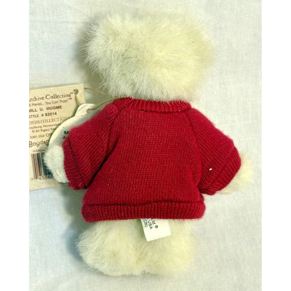 Boyds Bear Will U Hugme Archive Collection Cream Plush Red Sweater Heart 82014